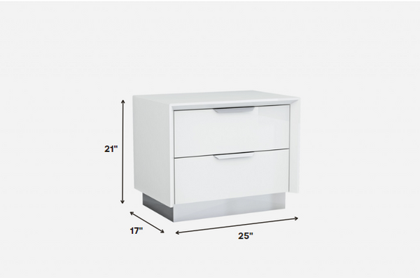Homeroots 21" White Two Drawers Nightstand   370743