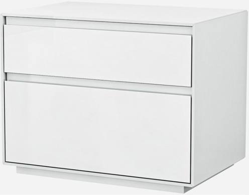 Homeroots Simplistic White Gloss 2 Drawer Nightstand   370748