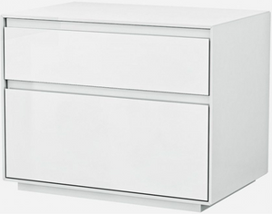 Homeroots Simplistic White Gloss 2 Drawer Nightstand   370748