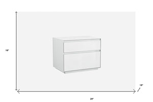 Homeroots Simplistic White Gloss 2 Drawer Nightstand   370748