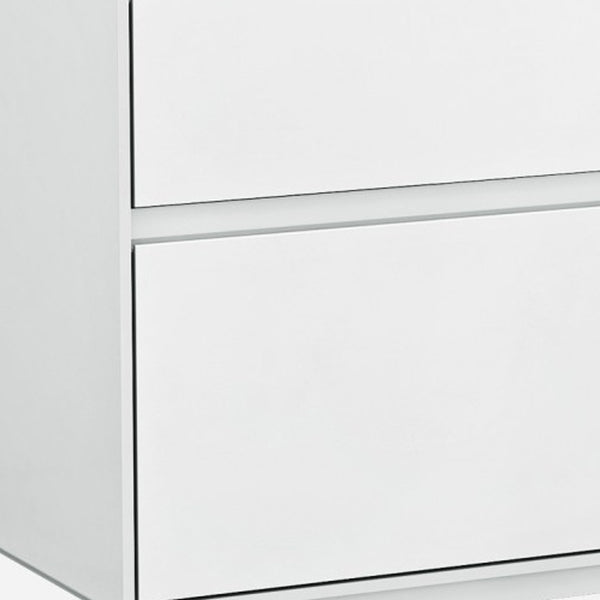 Homeroots Simplistic White Gloss 2 Drawer Nightstand   370748