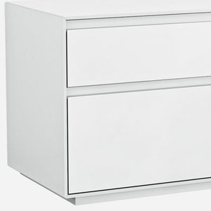 Homeroots Simplistic White Gloss 2 Drawer Nightstand   370748