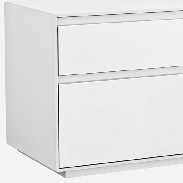 Homeroots Simplistic White Gloss 2 Drawer Nightstand   370748