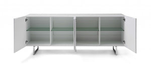 Homeroots 79" White Stainless Steel Solid Console Table   370753