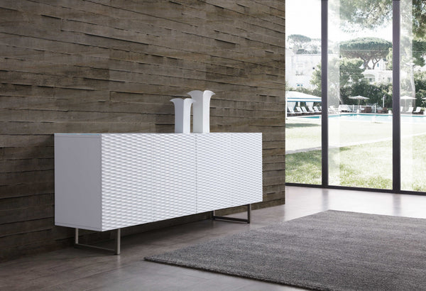 Homeroots 79" White Stainless Steel Solid Console Table   370753