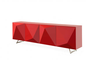 Homeroots 94 X 18 X 29 Red Metal Buffet   370756