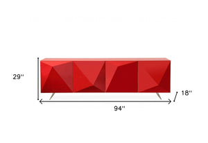 Homeroots 94 X 18 X 29 Red Metal Buffet   370756
