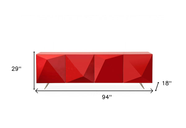 Homeroots 94 X 18 X 29 Red Metal Buffet   370756