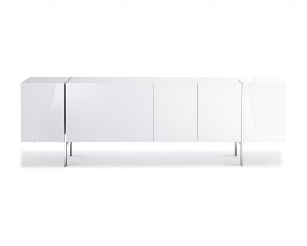 Homeroots 95" White Stainless Steel Solid Console Table   370757