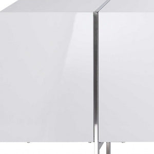 Homeroots 95" White Stainless Steel Solid Console Table   370757