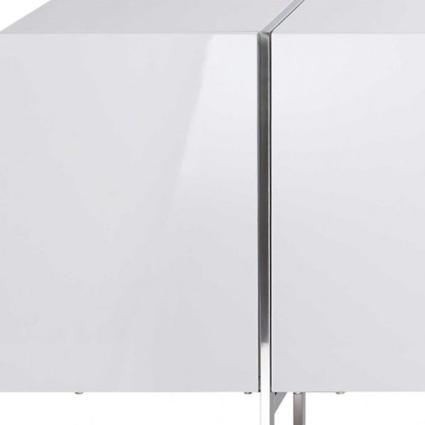 Homeroots 95" White Stainless Steel Solid Console Table   370757