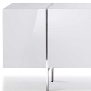 Homeroots 95" White Stainless Steel Solid Console Table   370757