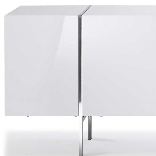 Homeroots 95" White Stainless Steel Solid Console Table   370757