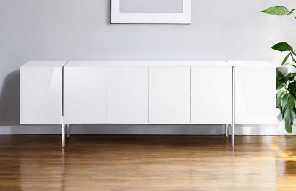 Homeroots 95" White Stainless Steel Solid Console Table   370757