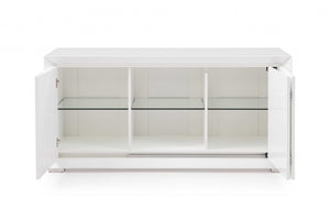 Homeroots 61" White Stainless Steel Solid Console Table   370768