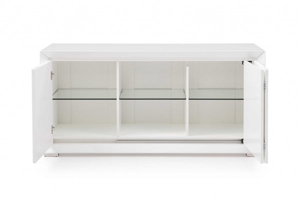 Homeroots 61" White Stainless Steel Solid Console Table   370768