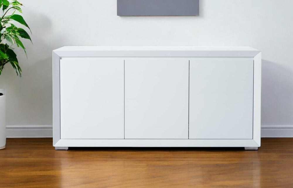 Homeroots 61" White Stainless Steel Solid Console Table   370768