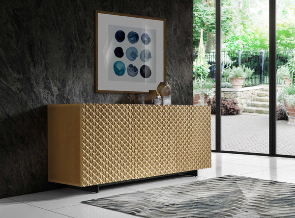 Homeroots 71" Gold And Black Steel Solid Console Table   370770