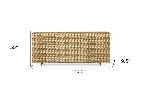 Homeroots 71" Gold And Black Steel Solid Console Table   370770