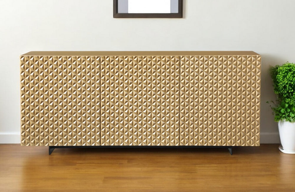 Homeroots 71" Gold And Black Steel Solid Console Table   370770