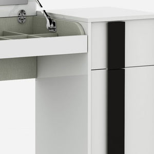 HomeRoots 39" White Single Drawer Vanity Chest with Flip-Up Mirror & Concealed Storage for Modern Spaces 370775