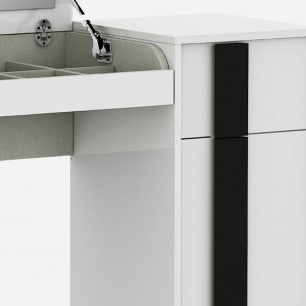 HomeRoots 39" White Single Drawer Vanity Chest with Flip-Up Mirror & Concealed Storage for Modern Spaces 370775