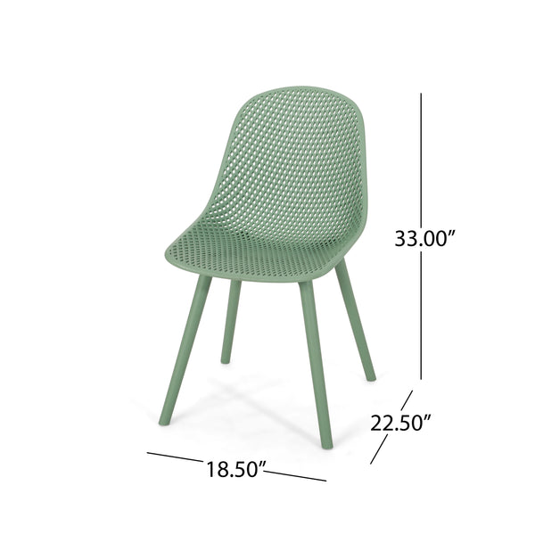 English Elm Christopher Knight Home® - POSEY Chair - Weather-Resistant Polypropylene Outdoor Dining Chair with Perforated Diamond Mesh Design for Durable Style Green 27.5 L x 21.5 W x 20.2 H 69067.00GRN