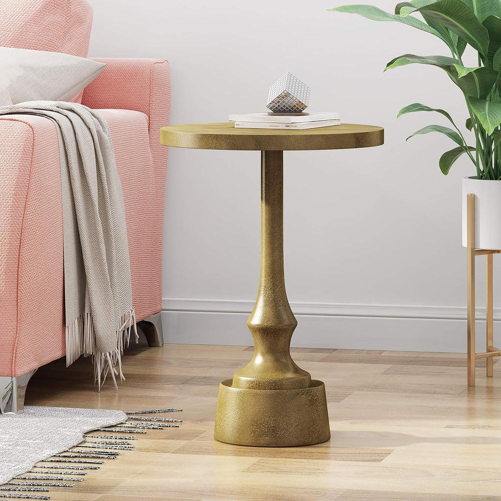 English Elm Christopher Knight Home® - Modern Aluminum Accent Table with Raw Brass Turned Base, Lightweight Rust-Resistant Aluminum, 23.25"L 67037.00