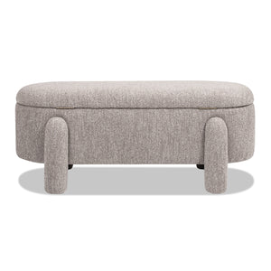 English Elm Jennifer Taylor Home - Hugo 49" Oval Fully Upholstered Storage Bench in Moss Boucle — Cozy sherpa-like texture, chic modern style, versatile seating and hidden storage (50" L x 19" W x 15" H) Brown B2719P238469