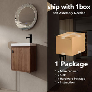 English Elm 18.5" Wall-Mounted Bathroom Vanity With Resin Sink, Soft-Close Door & Stylish Natural Walnut Finish W1972P362141