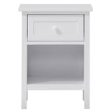 Rustic White Nightstand with Drawer, Cottage Style Design, Storage Shelf, 20.5 x 17.5 x 24.5