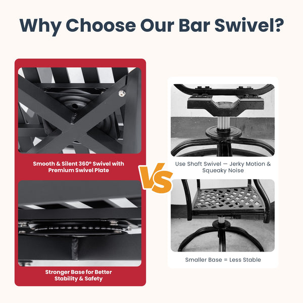 English Elm Modern 5Pc Outdoor Patio Bar Set With Marble-Inspired Table & Swivel Chairs For Stylish Comfort W1886S00035