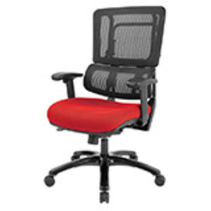 OSP Home Furnishings Vertical Mesh Back Ergonomic Manager Chair with Synchro Tilt and Polished Aluminum Base Red 99663B-9