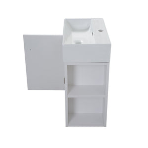 English Elm 21.6" Wall Mounted Bathroom Vanity Base White Wood Open Shelf Gold Hardware W1920P446813