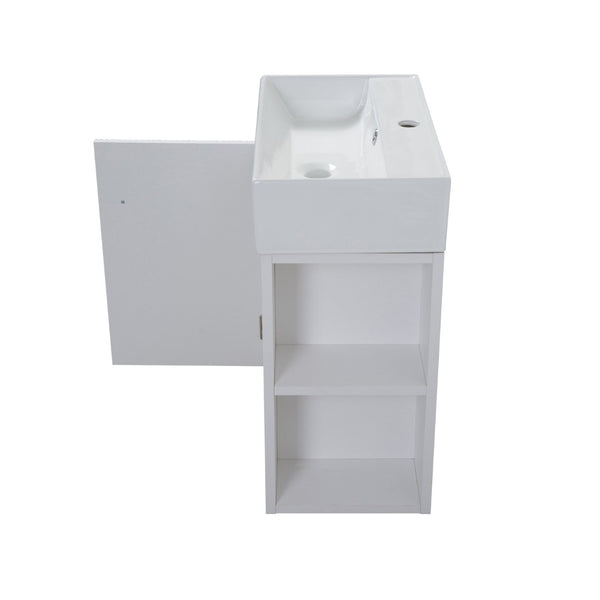 English Elm 21.6" Wall Mounted Bathroom Vanity Base White Wood Open Shelf Gold Hardware W1920P446813