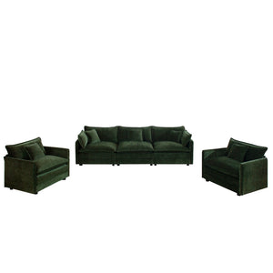 English Elm Sofa Set Three Piece Green Chenille Living Room Collection with Round Arms W714S00453