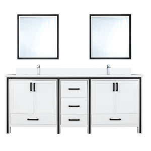 English Elm White Double Bath Vanity 72 in. W x 22 in. D with White Quartz Top, Chrome Faucets & 30" Mirrors Durable Finish and Scratch-Resistant Surface for Long-Lasting Use B2731S01129