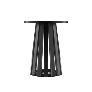 English Elm Layla Round End Table with Slatted Conical Base, Wood Grain Finish, Compact Surface for Decor Black B365P398080