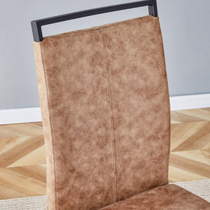 English Elm Table Modern Minimalist 5-Piece Dining Set - 42" Round Gray Mdf Table & 4 Brown Fabric Chairs W1151S03022-GIGA