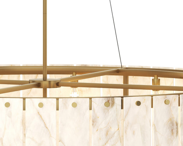 Sunpan APSARA Chandelier - Unique Two-Tier Alabaster Fixture for Grand Spaces, Warm Glow & Elegant Design 112665