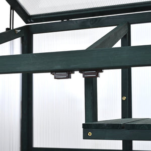 English Elm Topmax Fir Wood Portable Greenhouse with Polycarbonate Panels Adjustable Shelves and Casters N717P221494F