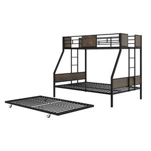 English Elm Twin Over Full Bunk Bed With Trundle – Sturdy Metal Frame, Safety Guardrails, Easy Assembly, Space-Saving! W3107P341488-GIGA