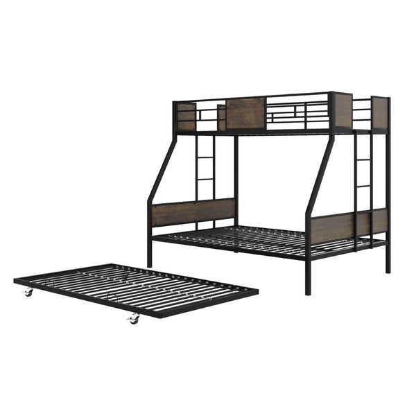 English Elm Twin Over Full Bunk Bed With Trundle – Sturdy Metal Frame, Safety Guardrails, Easy Assembly, Space-Saving! W3107P341488-GIGA