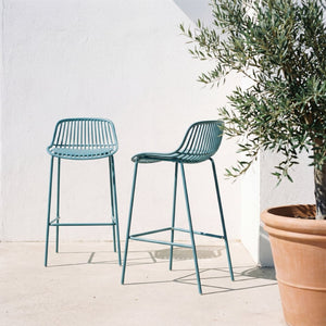English Elm Benson Outdoor Stackable Barstools Set of 2 Uv Resistant Plastic Metal Patio Seating N776P390482B