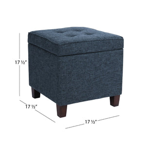 English Elm Soa Woven Fabric Cube Ottoman with Tray Lid and Hidden Storage for Living Rooms B056P416973