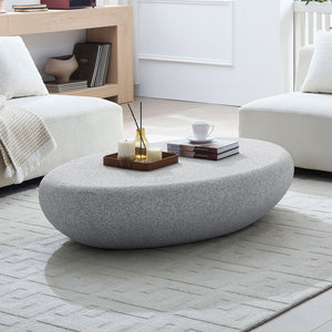 English Elm 55.12''fiberglass Elliptical Coffee Table Faux Stone Matte Finish Low Profile Living Room W2582P407289