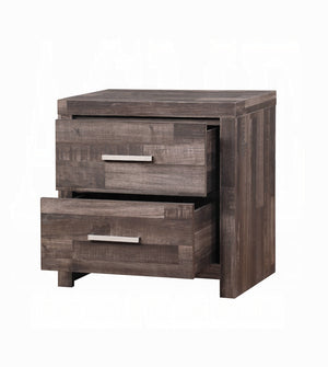 English Elm Contemporary Modern Wooden Nightstand with Two Drawers and Plank Pattern Top for Bedroom Storage Oak 29 L x 19 W x 28 H B011P317179