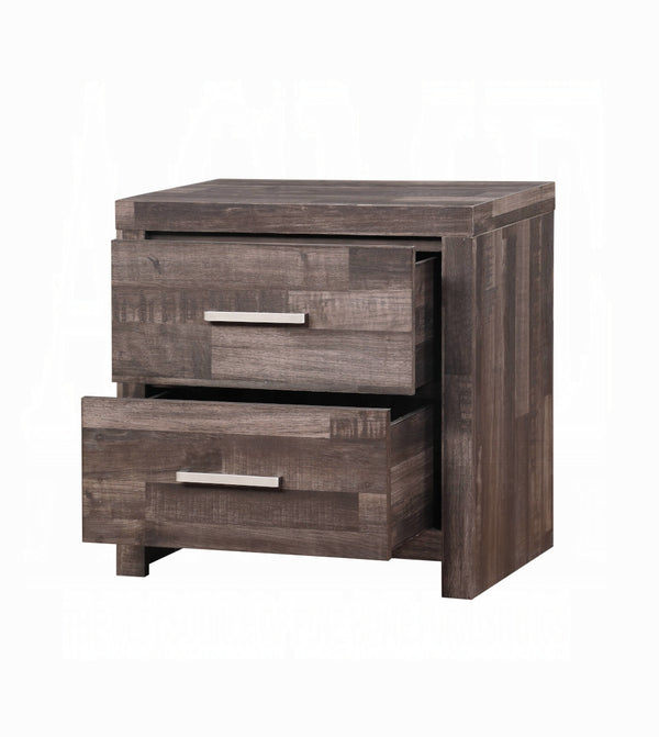 English Elm Contemporary Modern Wooden Nightstand with Two Drawers and Plank Pattern Top for Bedroom Storage Oak 29 L x 19 W x 28 H B011P317179