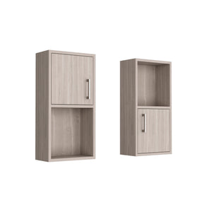English Elm Oba Beige 2-Pc Wall-Mounted Bathroom Medicine Cabinet with Open & Closed Storage, Compact Design B070P188847