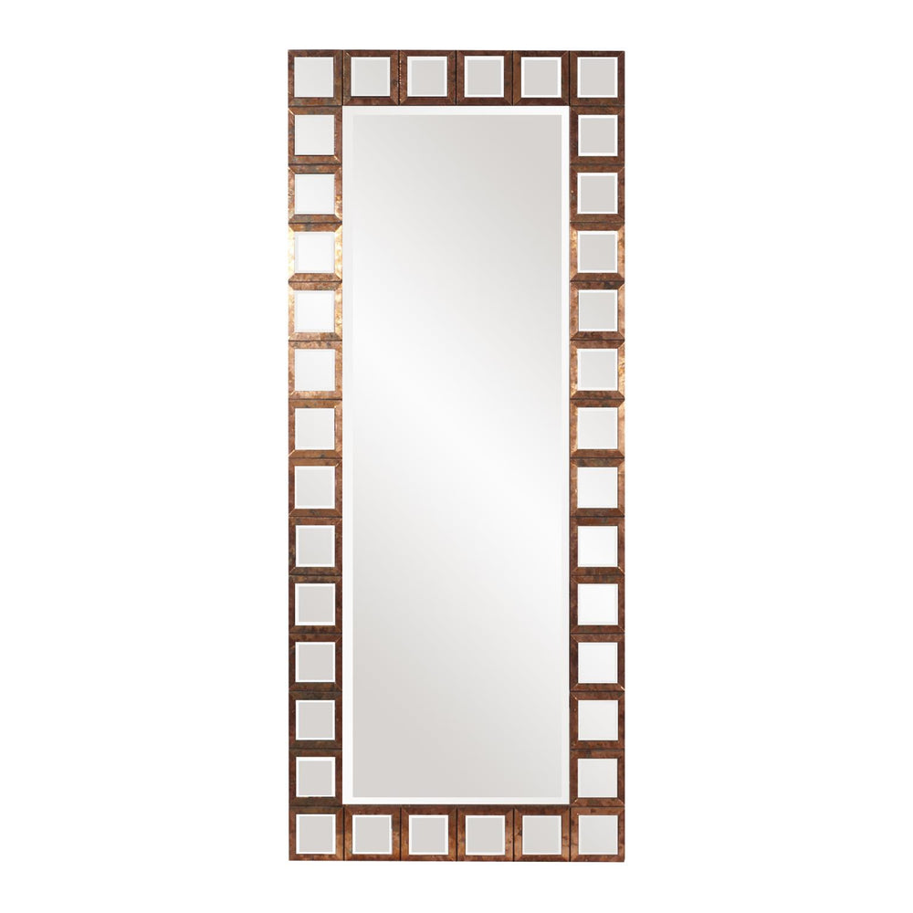 Howard Elliott Magnus Oversized Rectangular Mirror With Copper Trim, Beveled Edges - Perfect Wall Focal Point! Brown Copper ,Wood 37146-howard-elliott